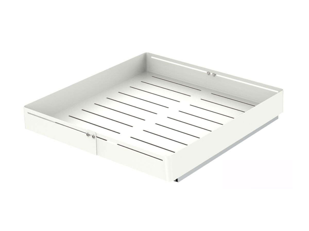 Adjustable-width pull-out cabinet drawer organizer