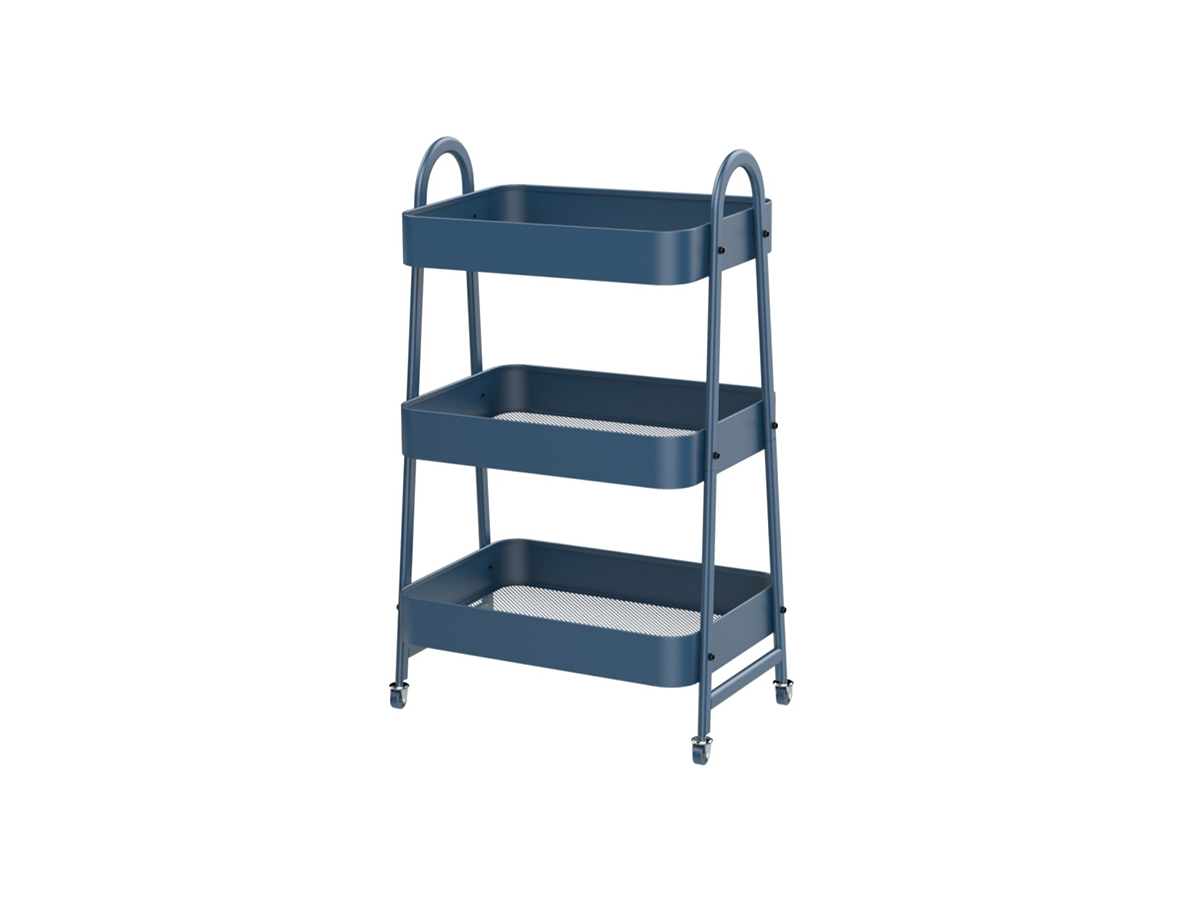 3-Tier Metal Rolling Storage Cart with Dual-Side Handles