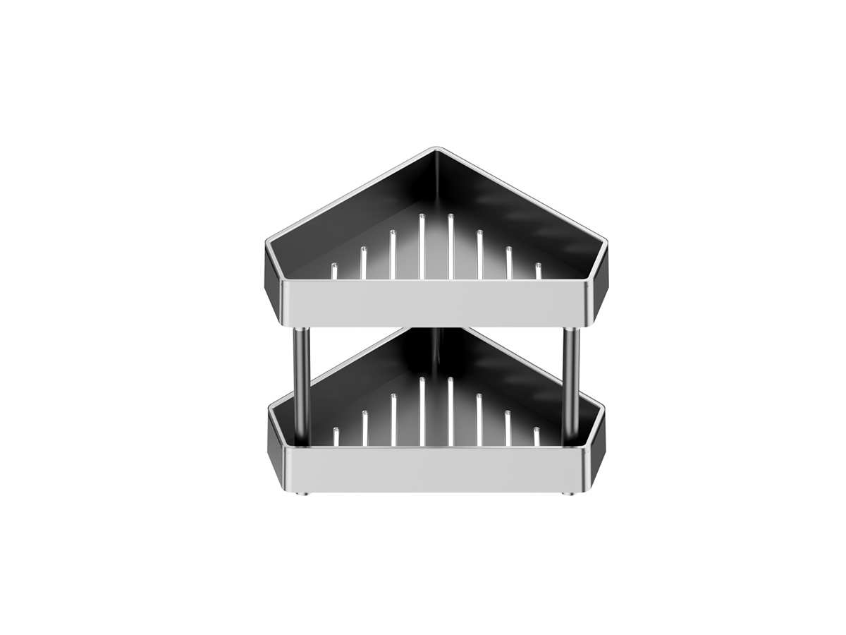 Detacahble Two Tier Stainless Steel Corner Rack for Kitchen and Bathroom Storage