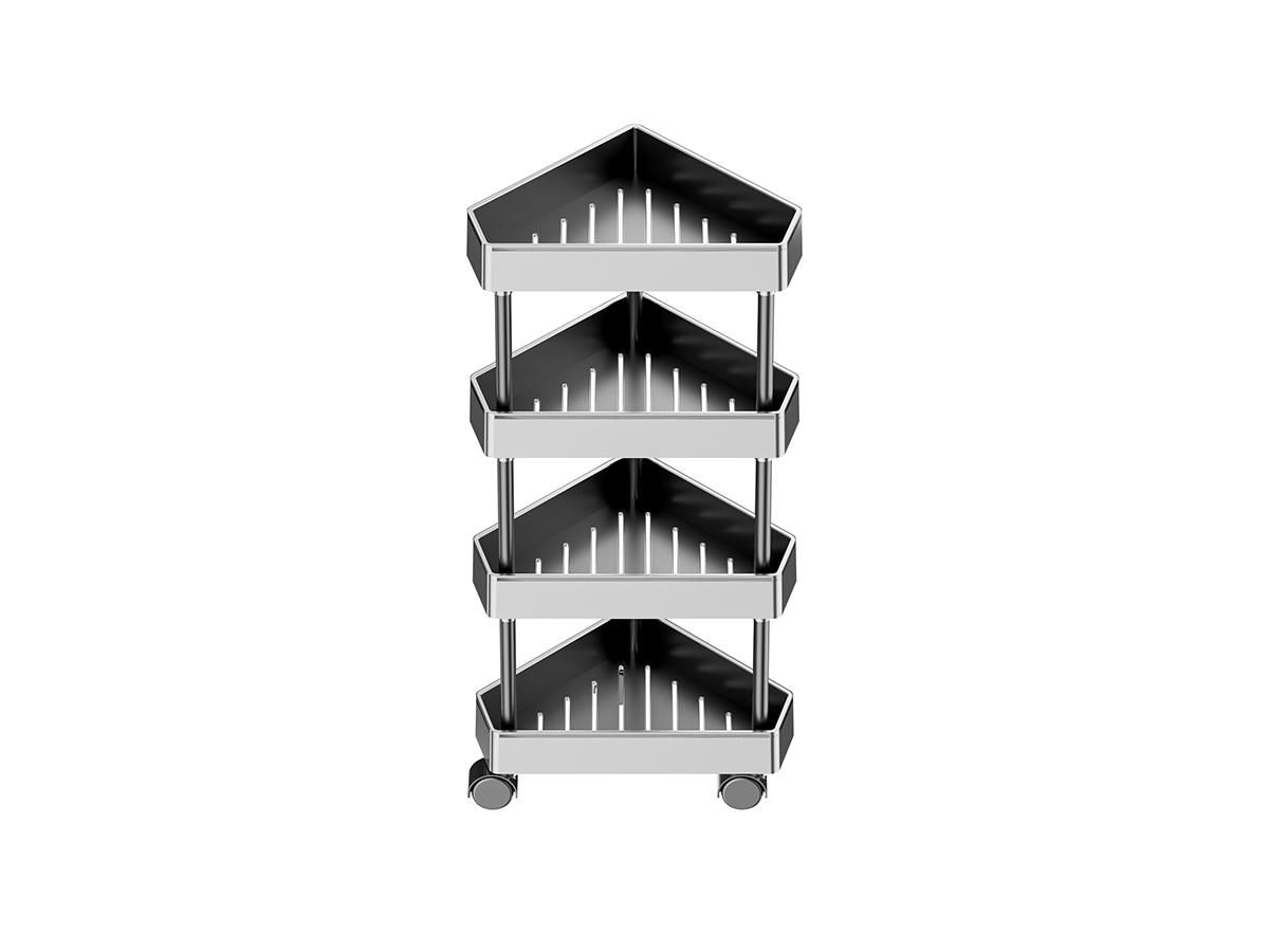 Multi-Tier Metal Corner Storage Rack With Wheels for Kitchen Organization