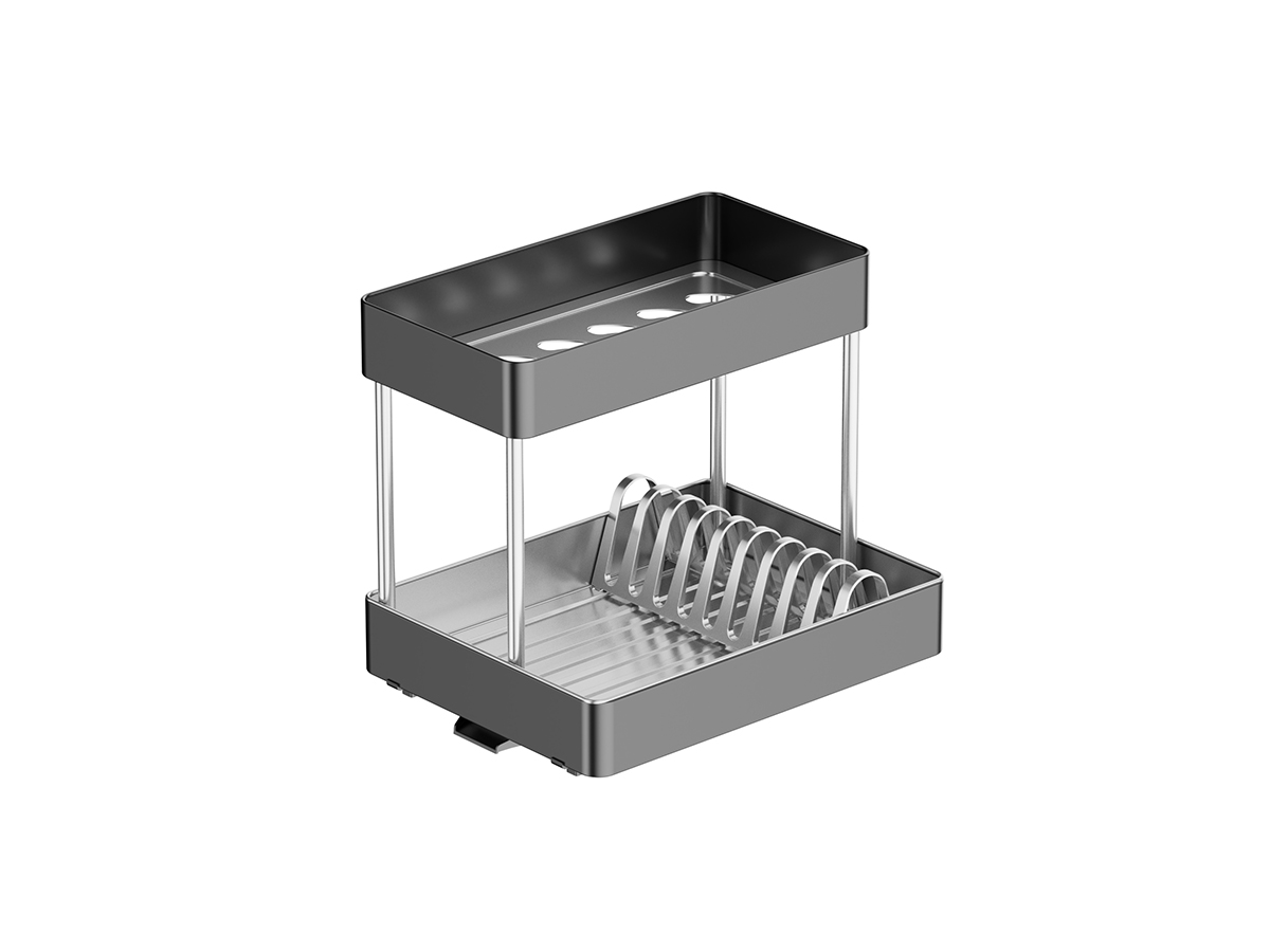 OEM 2-Tier Metal Dish Drying Rack With Metal Frame & Removable Plate Holder