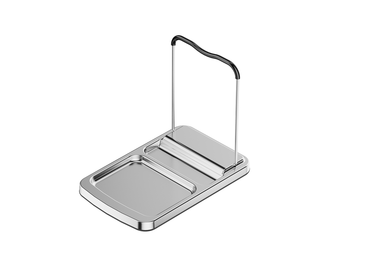 OEM Stainless Steel Foldable Pot Lid Holder and Spoon Rest With Drip Tray for Kitchen Countertop Organization