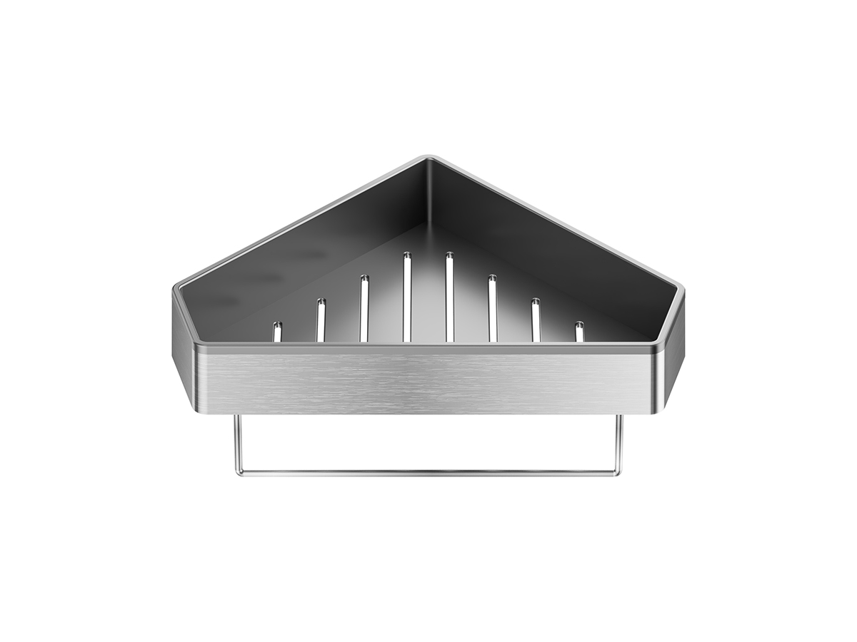 Stainless Steel Single-Tier Corner Rack for Kitchen and Bathroom Storage